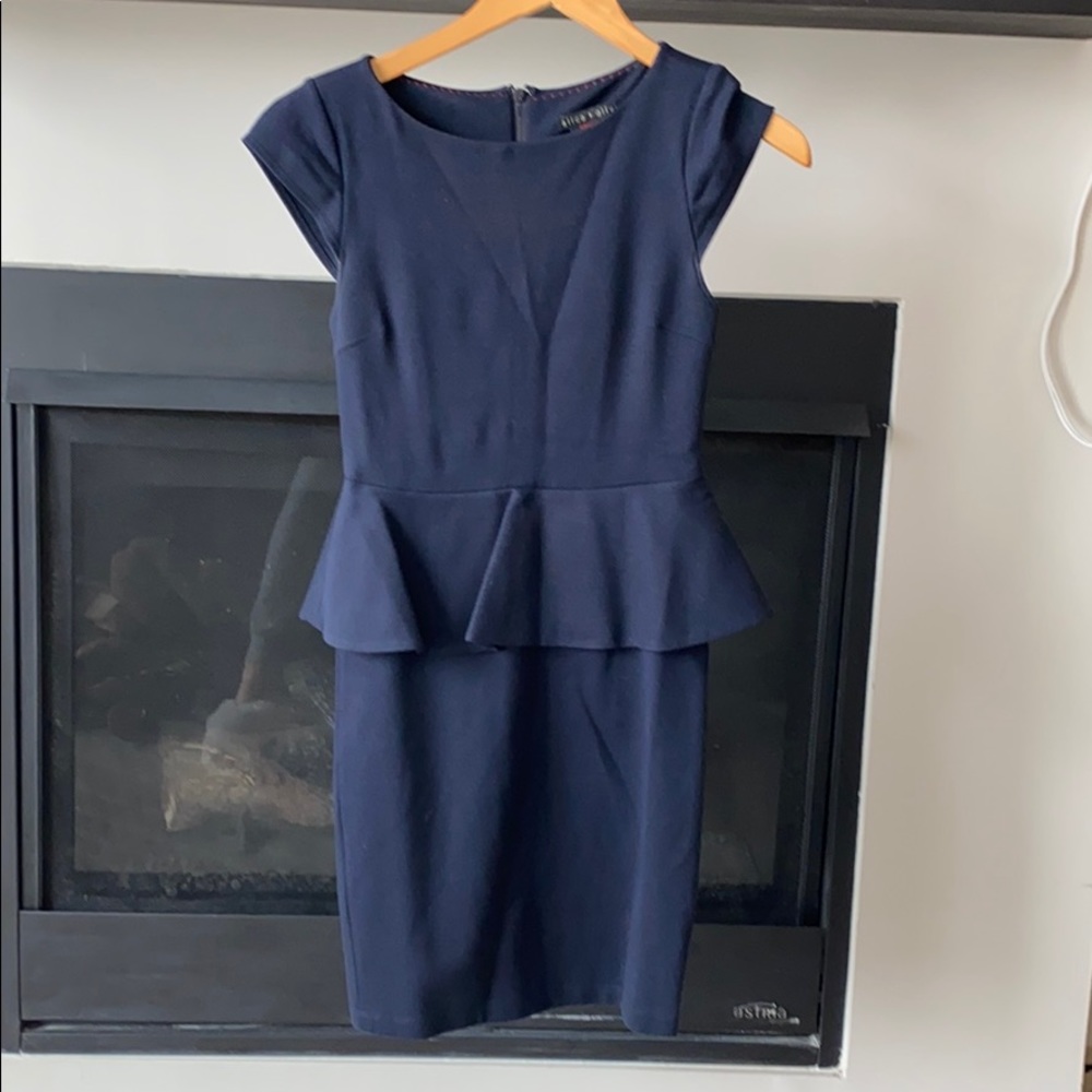 Navy Alice + Olivia Peplum Dress